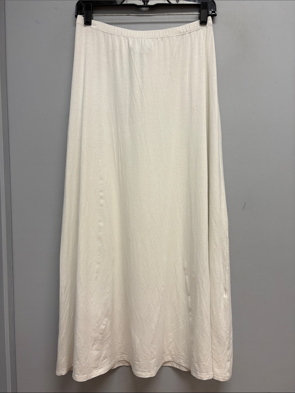 THIRD Ivory Stretch Knit Maxi Skirt Size Medium Made in USA Minimalist